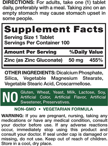 Nature's Truth Chelated Zinc 50mg | 100 Tablets | Essential Mineral Supplement | from Zinc Gluconate | Vegetarian, Non-GMO, Gluten Nature's Truth Chelated Zinc 50mg | 100 Tablets | Essential Mineral Supplement | from Zinc Gluconate | Vegetarian, Non-GMO, Gluten