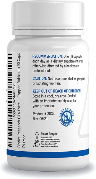 Biotics Research Gta Forte Ii Endocrine Glands Support, Promotes Optimal Hormonal Balance. Contains Porcine Glandular, Phytochemically Bound Trace Elements Zinc, Selenium, Copper, Rubidium 90 Caps