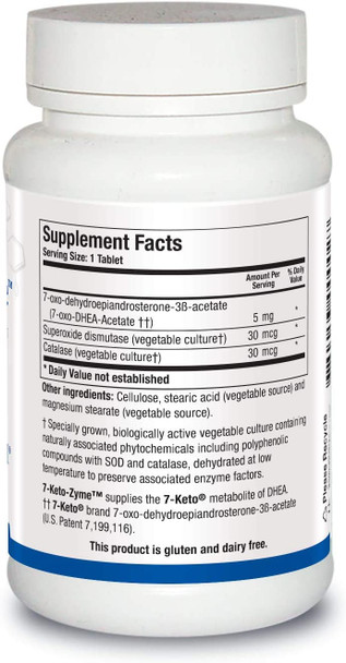 Biotics Research 7 Keto Zyme Dhea Metabolite 5 Mg, Hormonal Balance Support, Use Fat For Energy, Added Superoxide Dismutase And Catalase For Increased Bioavailability 120 Tabs