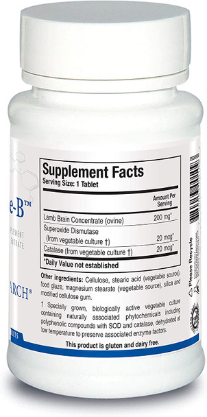 Biotics Research Cytozyme B Supports Brain Health. Raw Lamb Brain. Improves Memory. Supports Mental Clarity And Acuity. Potent Antioxidant Activity, Sod, Catalase. 60 Tablets.