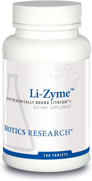 Biotics Research Li Zyme 50 Micrograms, Lithium As A Whole Food, Phytochemically Bound Lithium. Highly Bioavailable. Supports Brain Function. Memory And Mood Support.100 Tablets