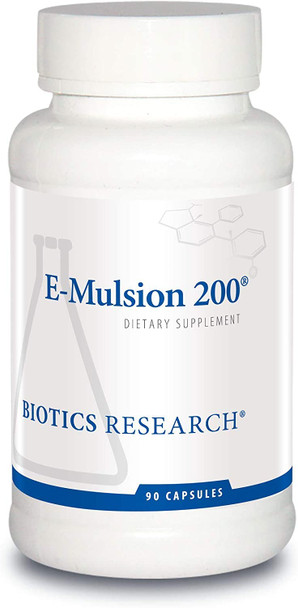 Biotics Research E-Mulsion 200©- Emulsified, Enhanced Absorption, Vitamin E, Mixed Tocopherols, Antioxidant, Cardiovascular Health, Immune Support 90 caps