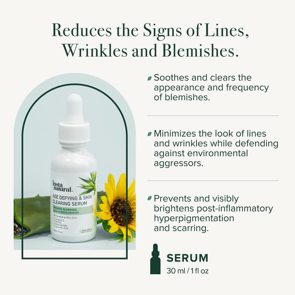 InstaNatural Age Defying & Skin Clearing Serum, Vitamin C Serum with Retinol, Niacinamide, and Salicylic Acid for Blemishes, Anti Aging, and Hyperpigmentation