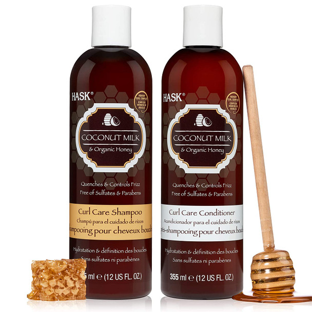 HASK Coconut and Rose Oil Shampoo and Conditioner Pack: Includes 1 Coconut Milk + Honey Shampoo and Conditioner Set and 1 Rose Oil + Peach Shampoo and Conditioner Set