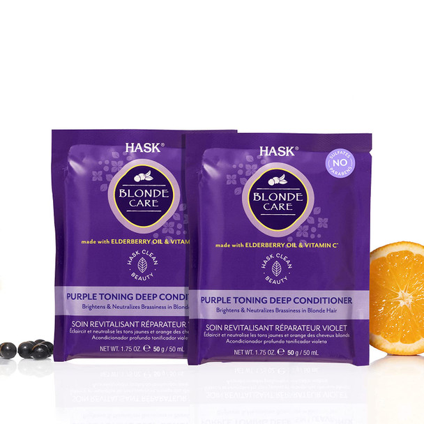 HASK Blonde Care Moisturizing Pack: Includes 2 Blonde Care Deep Conditioner Treatments and 2 Macadamia Moisturizing Deep Conditioner Treatments