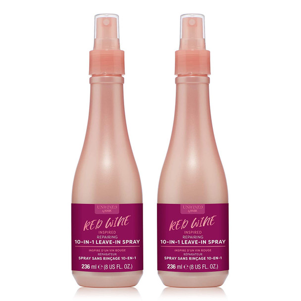HASK Unwined Color Safe Rose and Rose Oil + Peach Set: Includes 2 Unwined 10-in-1 Leave-in-Sprays and 1 Rose oil + Peach Shampoo and Conditioner Kit