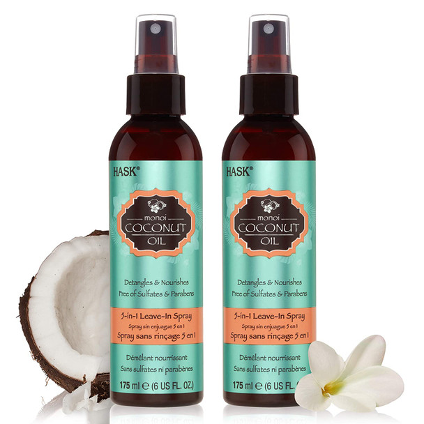 HASK Coconut Monoi Collection: Includes Shampoo and Conditioner, 5-in-1 Leave-In Conditioner Spray And Deep Conditioner 12 Pack
