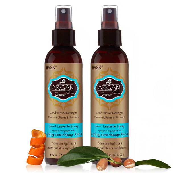 HASK Argan Oil Shampoo and Conditioner Collection: Includes 2 5-in-1 Leave In Conditioners and 1 Shampoo and Conditioner Set