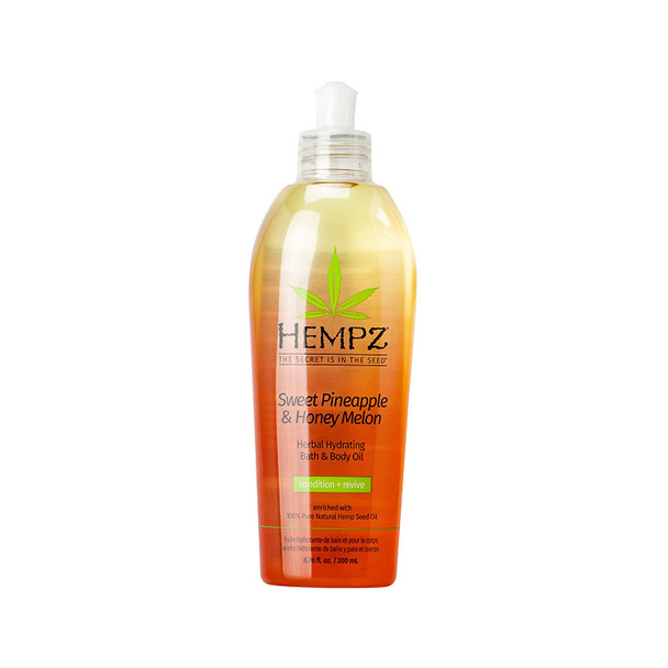 Hempz Hydrating Bath and Body Oil for Women, Sweet Pineapple & Honey Melon - Conditioning Body Moisturizer with Natural Hemp Seed Oil - Premium Body Oils, 6.76 fl. oz