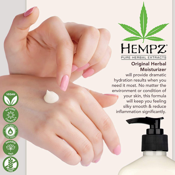 Hempz Original Herbal Body Moisturizer + Hempz Exotic Green Tea & Asian Pear Body Moisturizer, 17 Fl Oz, 2 Pack Bundle  Pure & Natural Hemp Seed Oil to Nourish & Hydrate Skin