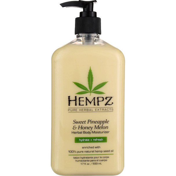 Hempz Body Moisturizer Sweet Pineapple and Honey Melon 17 Ounce Pump (500ml) (Pack of 2)