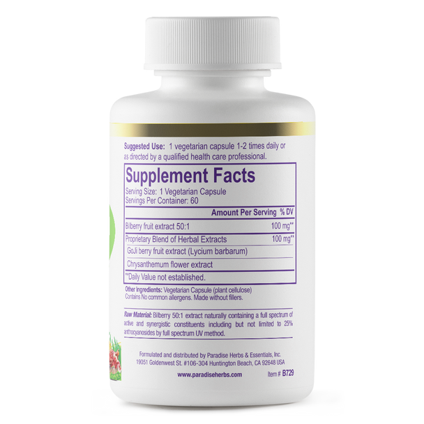 Paradise Herbs Bilberry+Goji & Chrysanthemum 60 Vegetarian Capsul