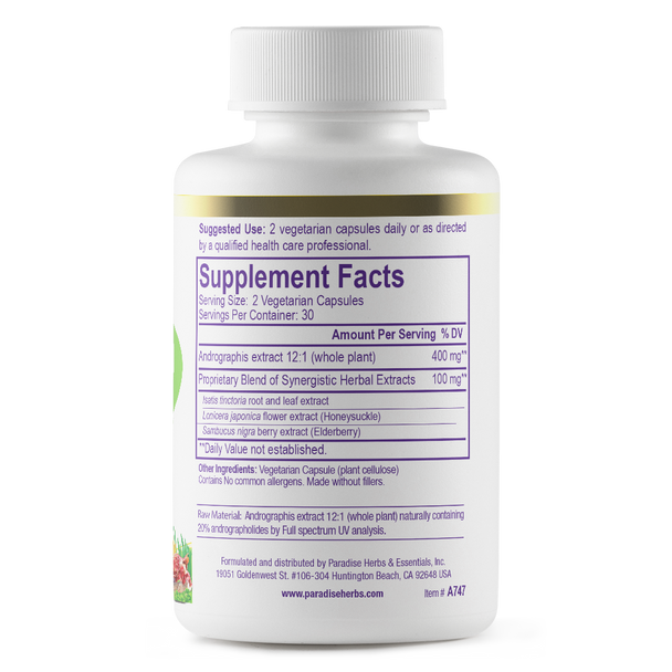 Paradise Herbs Andrographis with Elderberry 60 Vegetarian Capsul