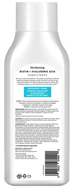 Jason Conditioner, Thicken & Restore Biotin and Hyaluronic Acid, 16 Oz