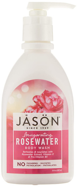 Jason Natural Body Wash & Shower Gel, Invigorating Rosewater, 30 Oz (Pack of 1)