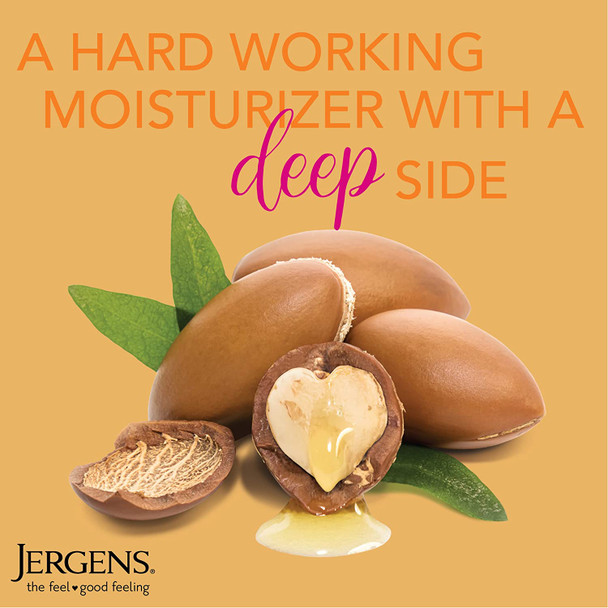 Jergens Deep Restoring Argan Oil Moisturizer, Soothing Body and Hand Lotion, 16.8 Ounce, with Reviving Argan Oil and Vitamin E, Oil-Infused, Dermatologist Tested