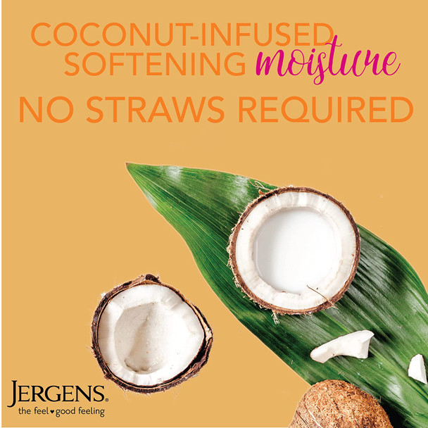 Jergens Hydrating Coconut Body Moisturizer, Infused with Coconut Oil and Water for Long-Lasting Moisture, Hydrates Dry Skin Instantly, 16.8 FL OZ, Dermatologist Tested (Packaging May Vary)