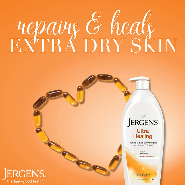 Jergens Ultra Healing Dry Skin Moisturizer, Travel Size Body and Hand Lotion, for Extra Dry Skin, Use After Washing Hands, HYDRALUCENCE blend, Vitamins C, E, B5, 1 Fl Oz (Pack of 24)