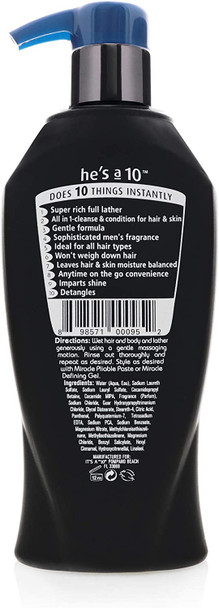 It's a 10 Haircare He's A Miracle 3-in-1 Shampoo, Conditioner and Body Wash, 10 fl Ounces