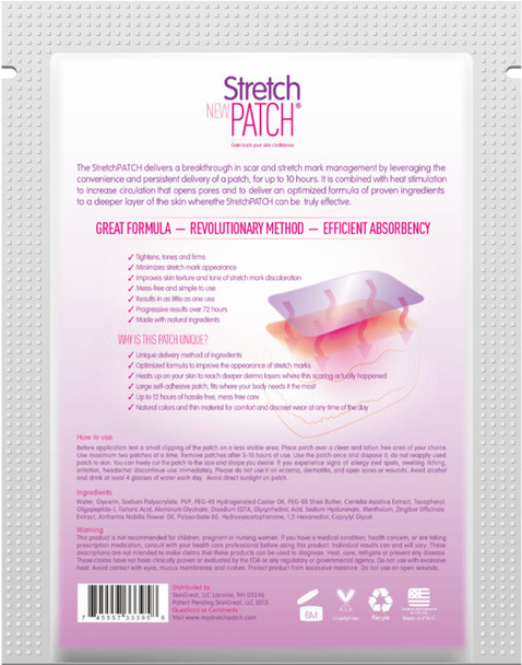 Stretch Patch Stretch Mark+ for Sensitive Skin - Lotion Infused Hot Patch for Stretch Marks 7 Patches per Pack