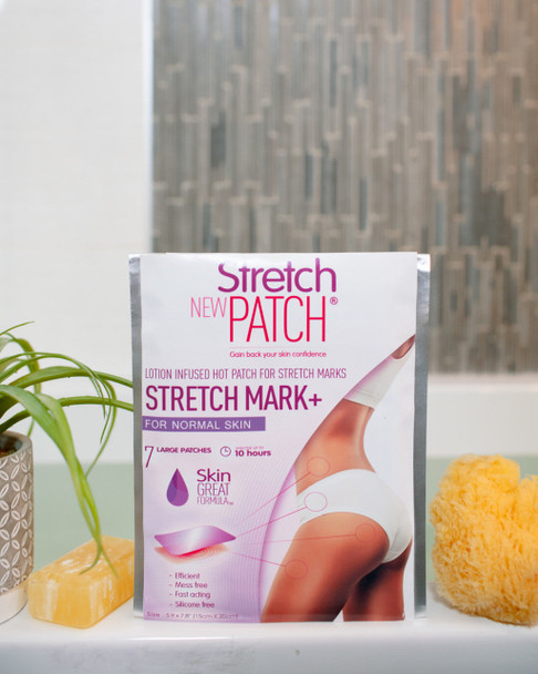 Stretch Patch Stretch Mark+ For Normal Skin - Lotion Infused Hot Patch For Stretch Marks 7 Patches Per Pack