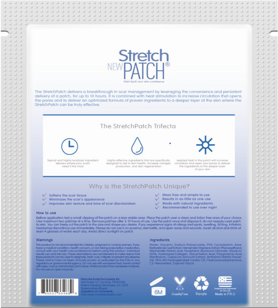 Stretch Patch Scar Patch+ For Normal Skin - Lotion Infused Hot Patch For Scars 7 Patches Per Pack