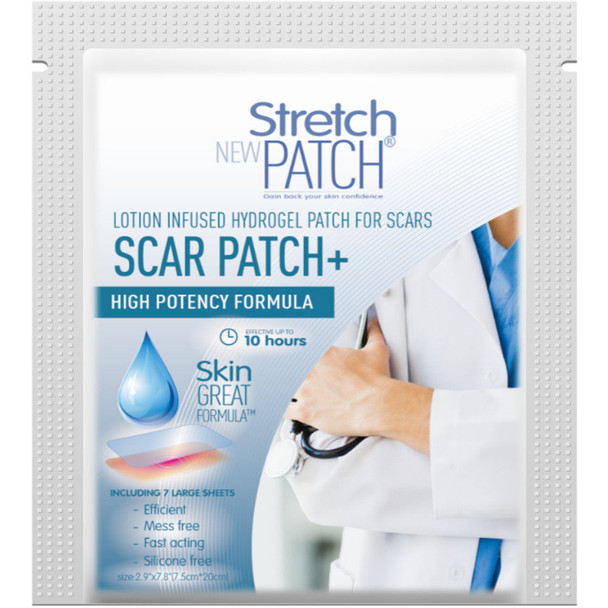 Stretch Patch Scar Patch+ High Potency Formula - Lotion Infused Hot Patch For Scars 7 Patches Per Pack