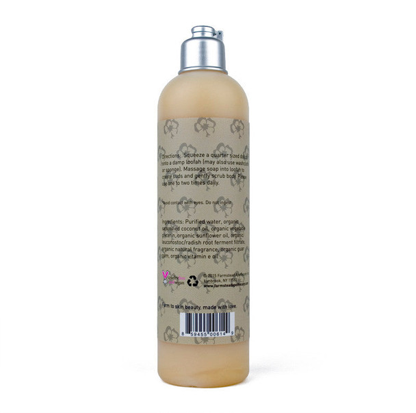 Farmstead Apothecary 100% Natural Body Wash with Organic Coconut Oil, Organic Sunflower Oil & Organic Vitamin E Oil, Citrus Peach 12 oz