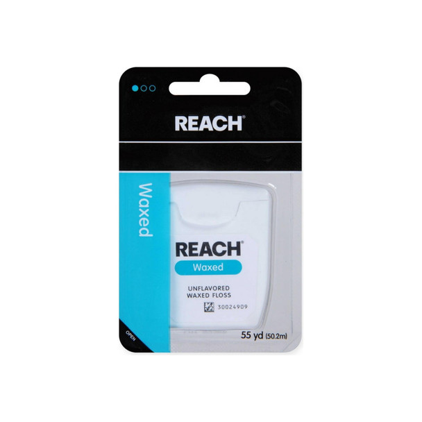 REACH Unflavored Waxed Dental Floss, 55 yds