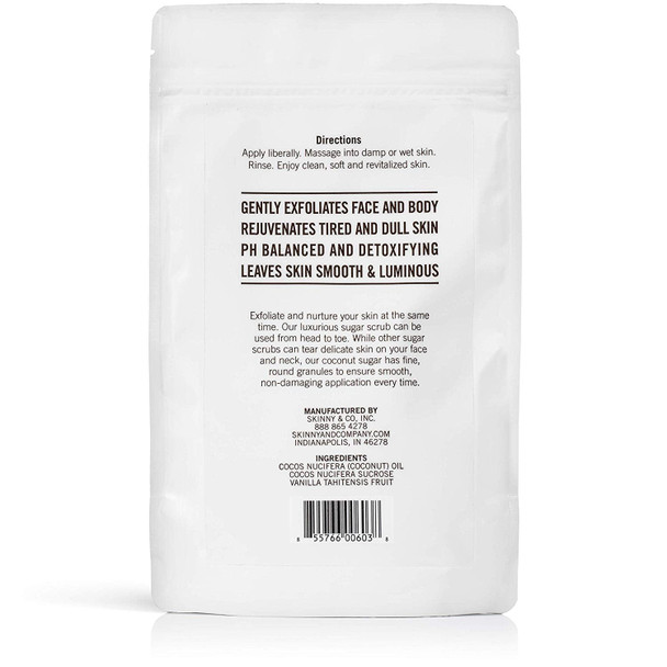 SKINNY & CO. Vanilla Sugar Body Scrub- 100% Chemical Free - 7 oz.