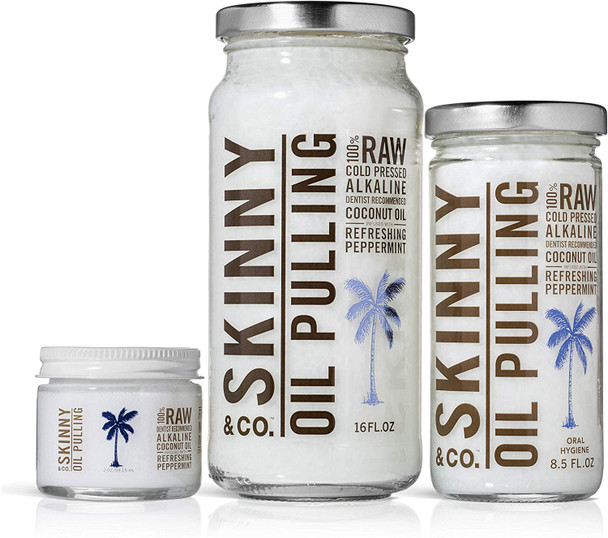 SKINNY & CO. Peppermint Oil Pulling Coconut Oil- 100% Chemical Free - 16 oz.
