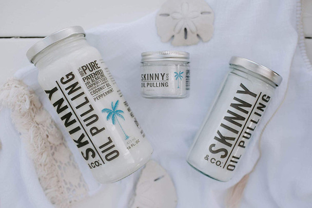 SKINNY & CO. Peppermint Oil Pulling Coconut Oil- 100% Chemical Free - 8.5 oz.