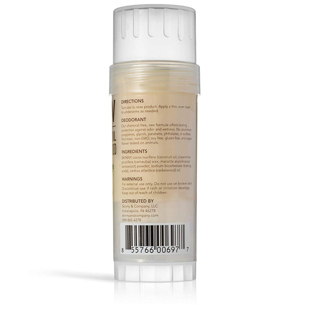 SKINNY & CO. 100% Pure Coconut Oil with Cedarwood Deodorant- 100% Chemical Free - 2 oz.