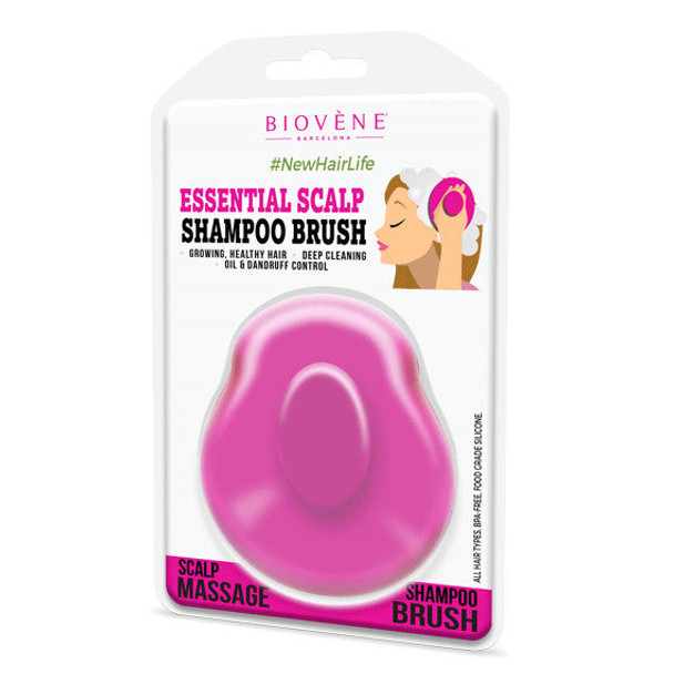 Biovene Essential Scalp Shampoo Brush, Pink  for Deep Cleansing and Dandruff Control