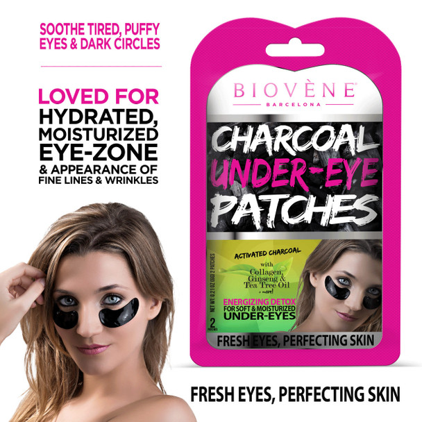 Biovene Charcoal Under-Eye Patches (0.21 Oz ) Energizing Detox For Soft And Moisturized Under-Eyes