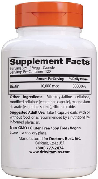 Doctor's Best Biotin 10000 mcg, 120 Count