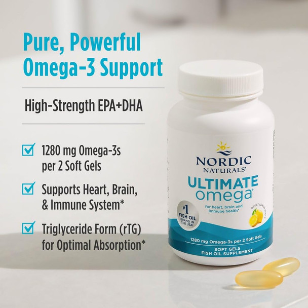 Nordic Naturals Ultimate Omega Lemon 1280 mg omega3 180 Soft Gels
