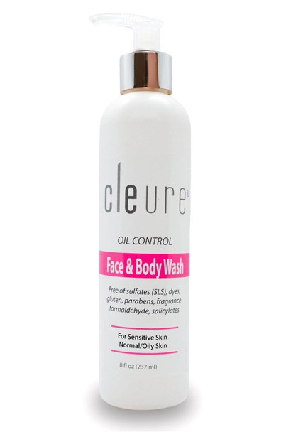 Cleure Face & Body Wash - Oily Skin, SLS Free (8 oz)