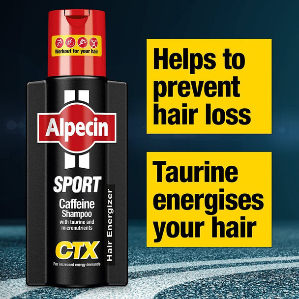 Alpecin Sport Caffeine Shampoo CTX with Taurine 250ml | Natural Hair Growth for Men | Energizer for Strong Hair | Hair Care for Men Made in Germany