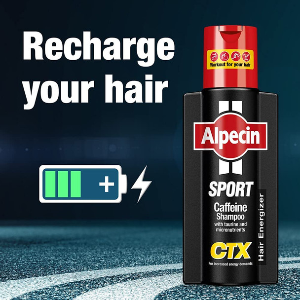 Alpecin Sport Caffeine Shampoo CTX with Taurine 250ml | Natural Hair Growth for Men | Energizer for Strong Hair | Hair Care for Men Made in Germany