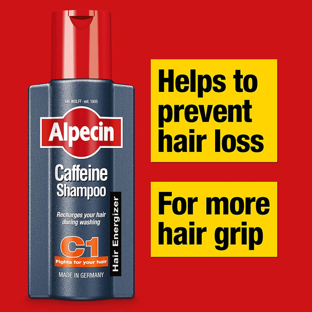 Alpecin Caffeine Shampoo C1 375ml | Prevents and Reduces Hair Loss | Natural Hair Growth Shampoo for Men | Energizer for Strong Hair | Hair Care for Men Made in Germany