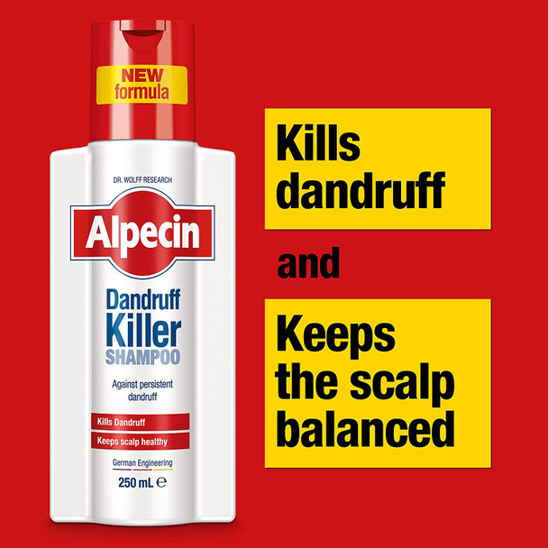 Alpecin Dandruff Killer Shampoo 2x 250ml | Effectively Removes and Prevents Dandruff | Hair Care for Men Made in Germany