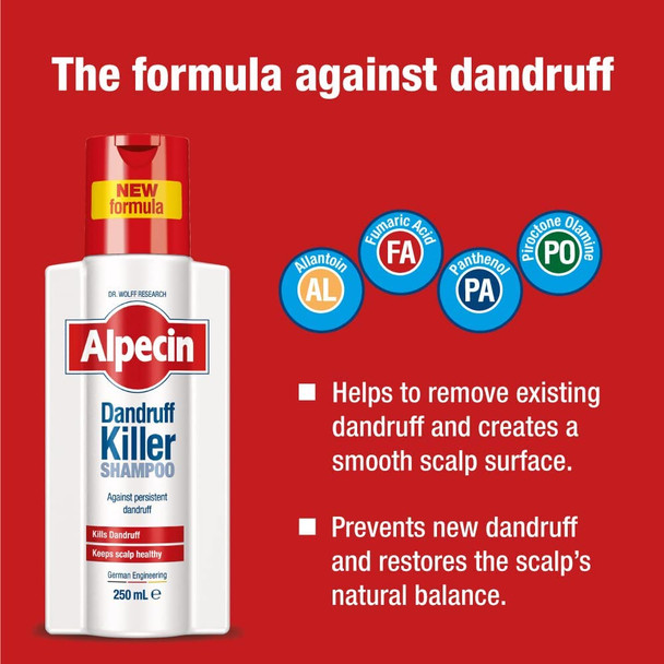 Alpecin Dandruff Killer Shampoo 2x 250ml | Effectively Removes and Prevents Dandruff | Hair Care for Men Made in Germany