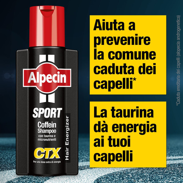 Alpecin Sport Coffein Shampoo CTX, 1 x 250 ml - When energy needs increase, recharge the roots and prevent hair loss