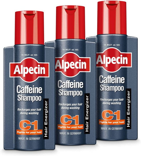 Alpecin Caffeine Shampoo C1 3x 250ml | Prevents and Reduces Hair Loss | Energizer for Strong Hair | Natural Hair Growth Shampoo for Men | Hair Care for Men Made in Germany