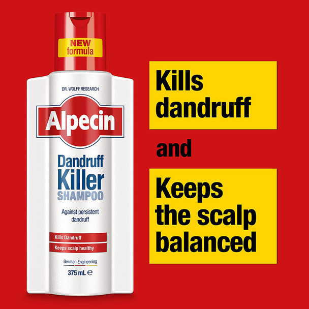 Alpecin Dandruff Killer Shampoo 2x 375ml | Effectively Removes and Prevents Dandruff | Hair Care for Men Made in Germany