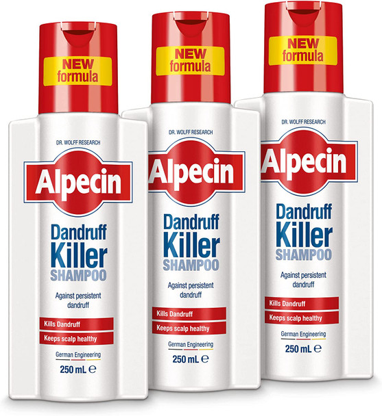 Alpecin Dandruff Killer Shampoo 3x 250ml | Effectively Removes and Prevents Dandruff | Hair Care for Men Made in Germany