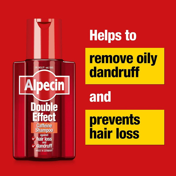 Alpecin Double Effect Shampoo 3x 200ml | Anti Dandruff and Natural Hair Growth Shampoo | Energizer for Strong Hair | Hair Care for Men Made in Germany