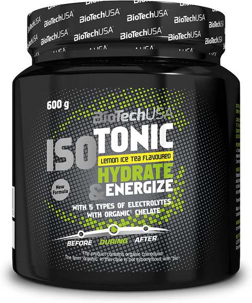BioTechUSA IsoTonic Drink Powder containing 3 Kinds of carbohydrates, with Added Vitamins and Minerals, 600 g, Lemon iced Tea
