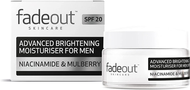 Fade Out Advanced Brightening Moisturiser for Men Exfoliating Daily Moisturiser with SPF20 with Niacinamide & Mulberry 50ml